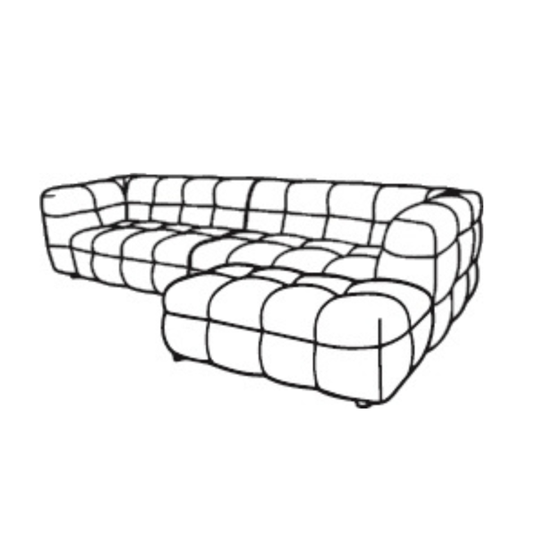KENDALL 3-sits Soffa / Schäslong Höger – Teddy / Crème